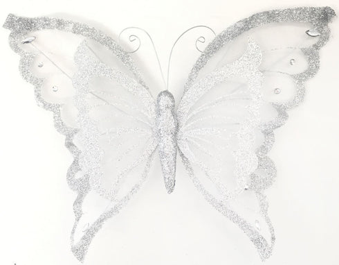 SILVER / PURPLE LAYER ORGANZA BUTTERFLY CLIP. PM551129